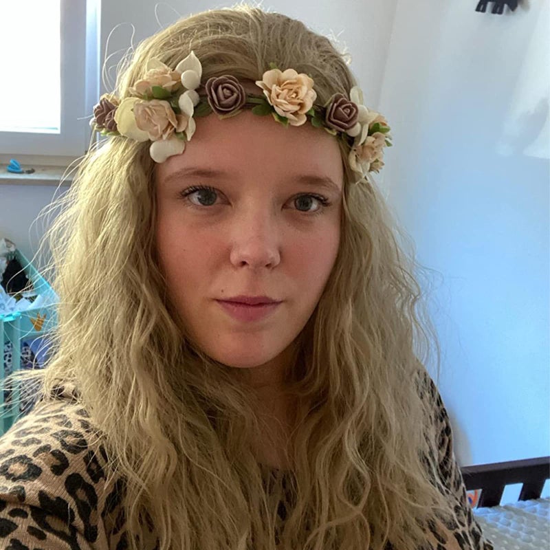 iCos Yan Dream Long Curly Fluffy Dirty Blonde Human Hair Wig Witch Hair Wig Halloween Costume Movie Cosplay Punk Wig Adult Men Women Wig - Image 2